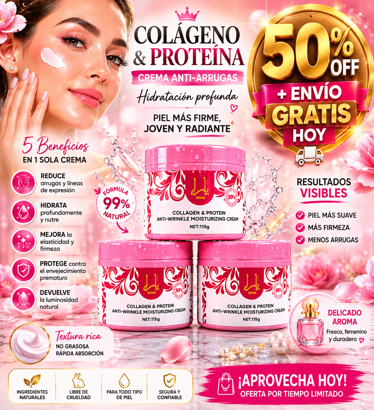 (OFERTA 2x1) YARA Crema Facial Antiarrugas - Piel firme, hidratada